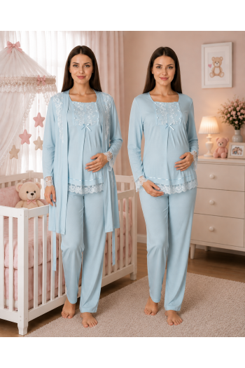 Effortt 3044 MAVİ Lohusa Hamile Pijama Takım Sabahlık Effortt 3044 MAVİ Lohusa Hamile Pijama Takım Sabahlık